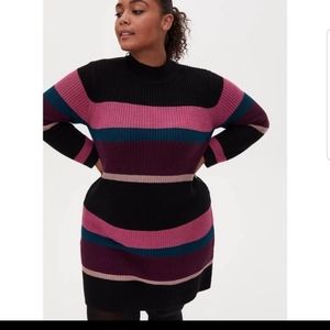 Torrid Multi Stripe Mock Neck Sweater Dress Sz 3